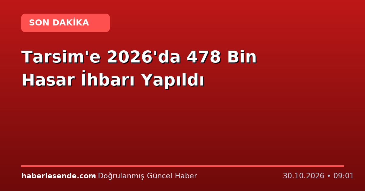 Tarsim'e 2026'da 478 Bin Hasar İhbarı Yapıldı