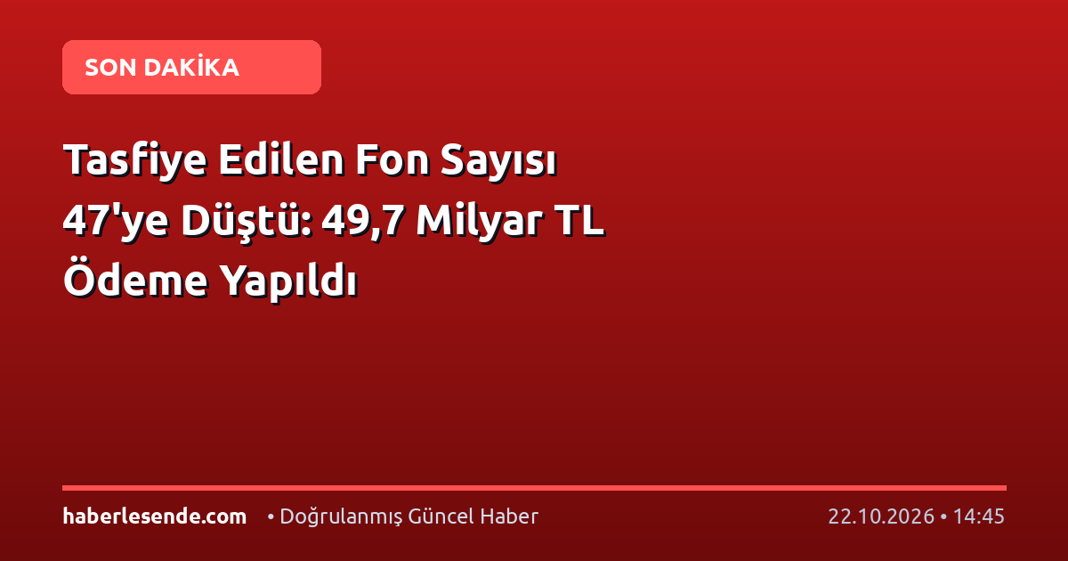 Tasfiye Edilen Fon Sayısı 47'ye Düştü: 49,7 Milyar TL Ödeme Yapıldı