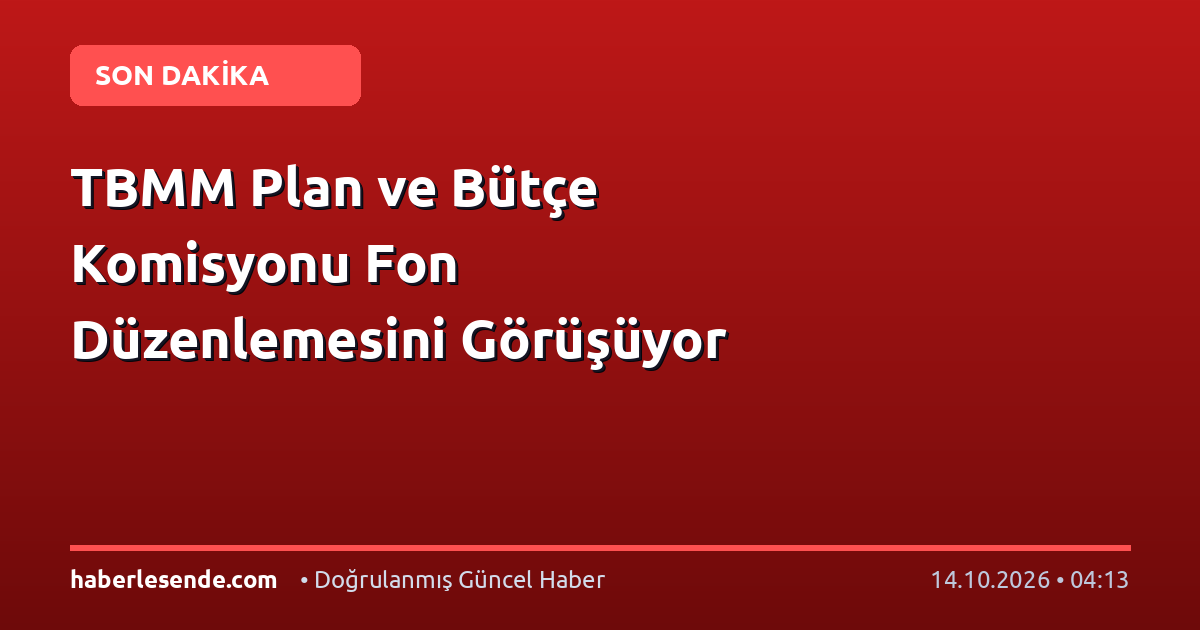 TBMM Plan ve Bütçe Komisyonu Fon Düzenlemesini Görüşüyor