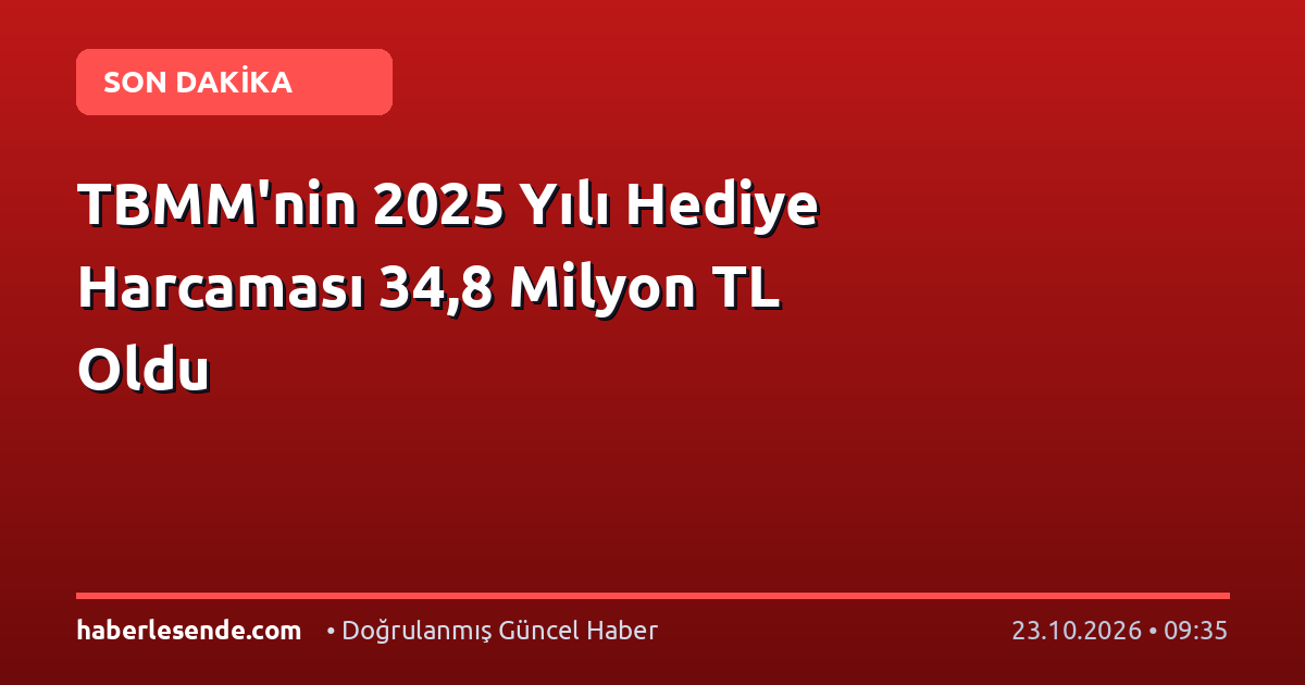 TBMM'nin 2025 Yılı Hediye Harcaması 34,8 Milyon TL Oldu
