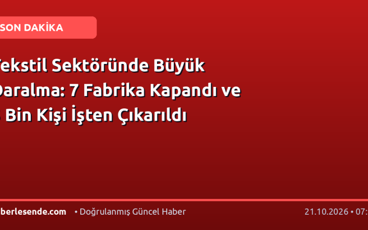 Tekstil Sektöründe Büyük Daralma: 7 Fabrika Kapandı ve 5 Bin Kişi İşten Çıkarıldı