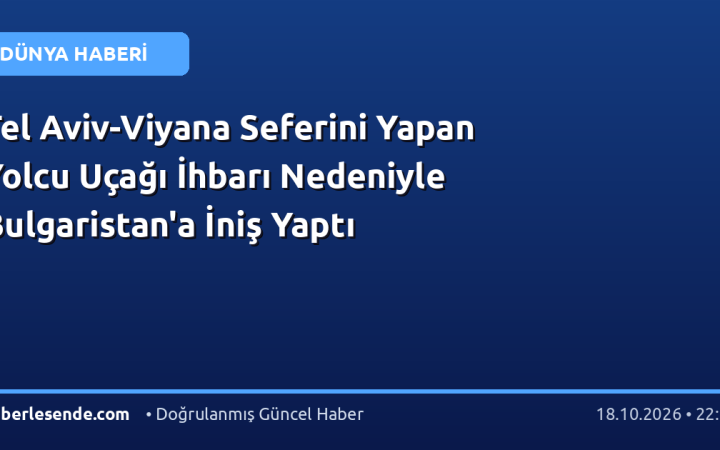 Tel Aviv-Viyana Seferini Yapan Yolcu Uçağı İhbarı Nedeniyle Bulgaristan'a İniş Yaptı