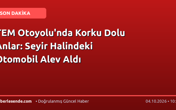 TEM Otoyolu'nda Korku Dolu Anlar: Seyir Halindeki Otomobil Alev Aldı