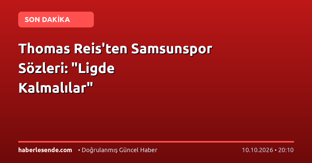 Thomas Reis'ten Samsunspor Sözleri: "Ligde Kalmalılar"