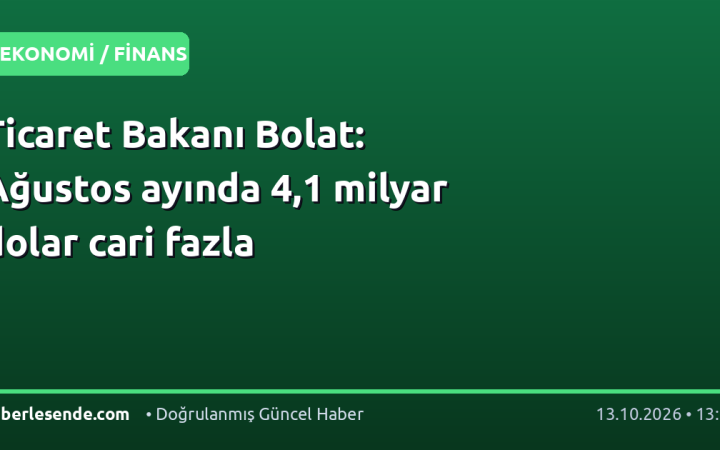 Ticaret Bakanı Bolat: Ağustos ayında 4,1 milyar dolar cari fazla