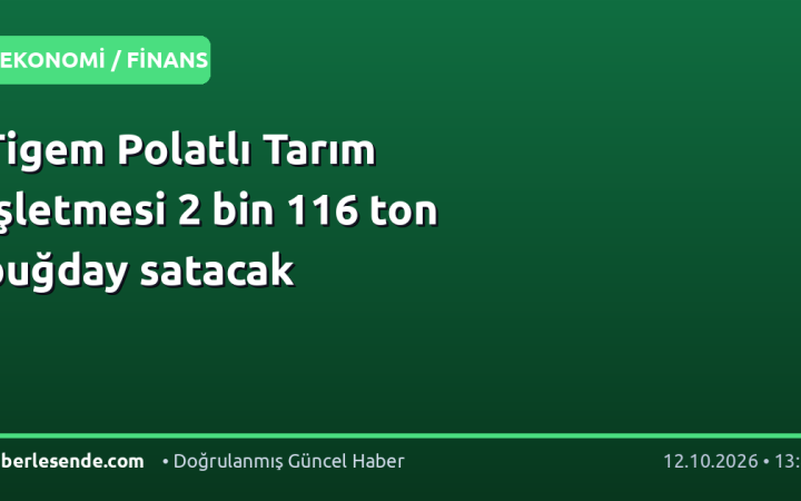 Tigem Polatlı Tarım İşletmesi 2 bin 116 ton buğday satacak