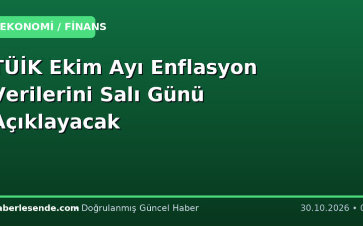 TÜİK Ekim Ayı Enflasyon Verilerini Salı Günü Açıklayacak