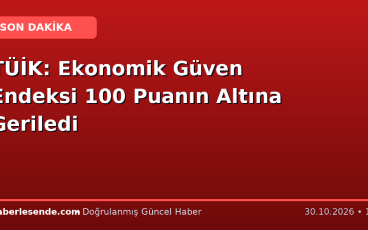 TÜİK: Ekonomik Güven Endeksi 100 Puanın Altına Geriledi