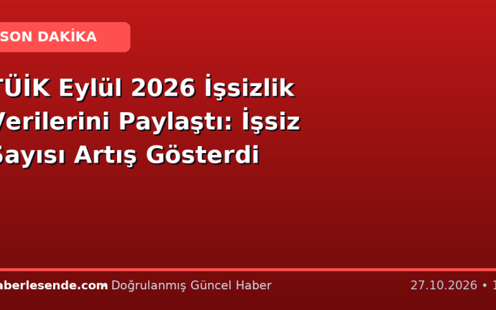 TÜİK Eylül 2026 İşsizlik Verilerini Paylaştı: İşsiz Sayısı Artış Gösterdi