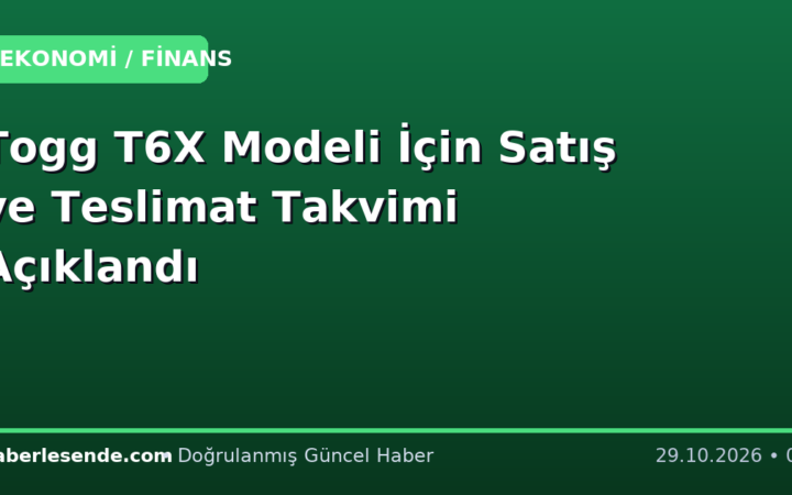 Togg T6X Modeli İçin Satış ve Teslimat Takvimi Açıklandı