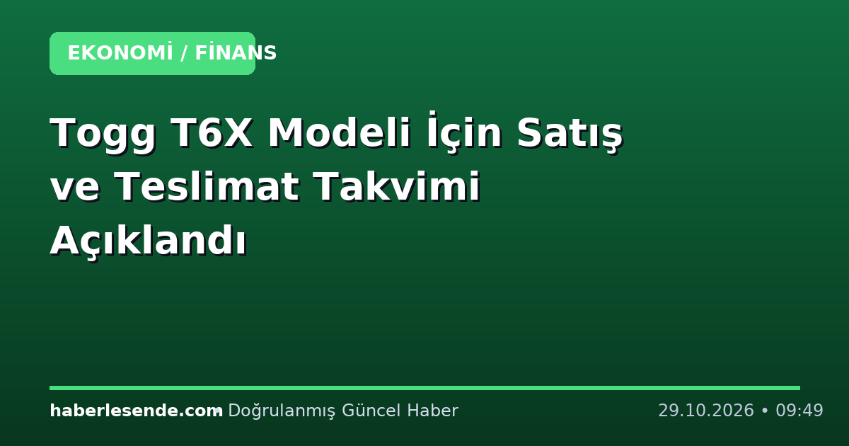 Togg T6X Modeli İçin Satış ve Teslimat Takvimi Açıklandı