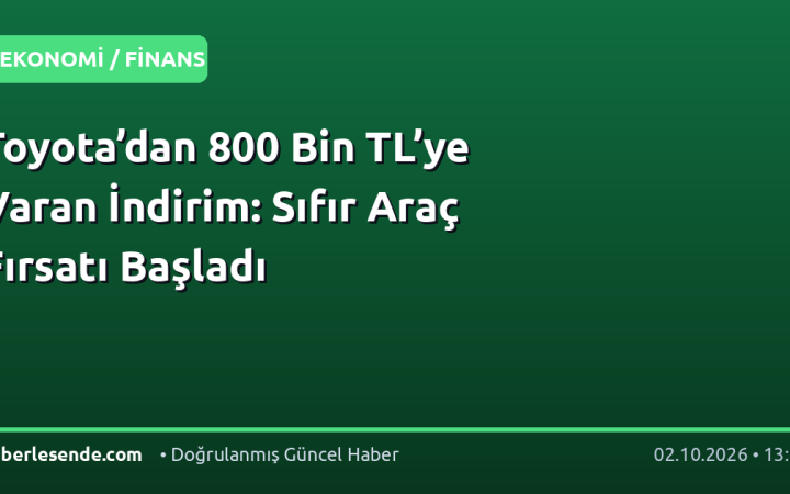 Toyota’dan 800 Bin TL’ye Varan İndirim: Sıfır Araç Fırsatı Başladı