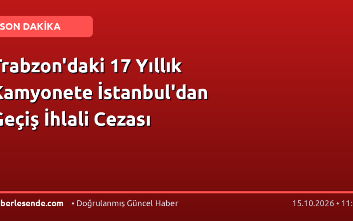 Trabzon'daki 17 Yıllık Kamyonete İstanbul'dan Geçiş İhlali Cezası