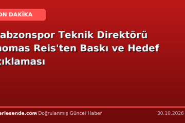 Trabzonspor Teknik Direktörü Thomas Reis'ten Baskı ve Hedef Açıklaması