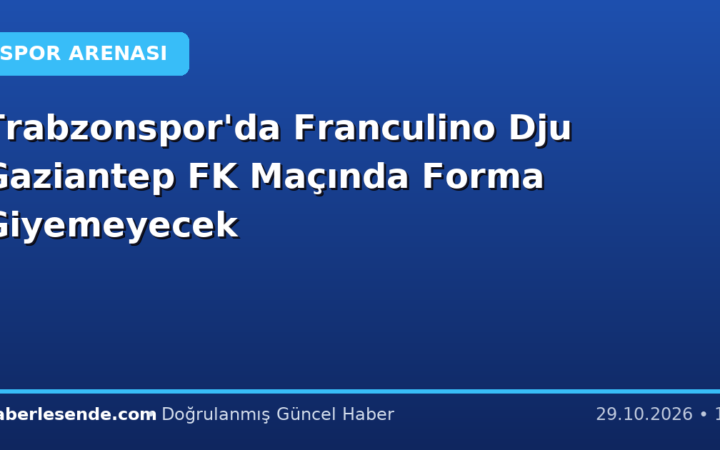 Trabzonspor'da Franculino Dju Gaziantep FK Maçında Forma Giyemeyecek