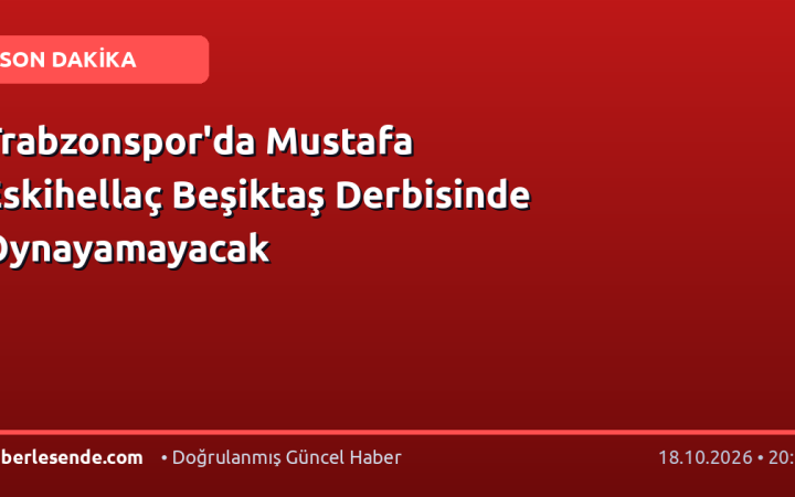 Trabzonspor'da Mustafa Eskihellaç Beşiktaş Derbisinde Oynayamayacak