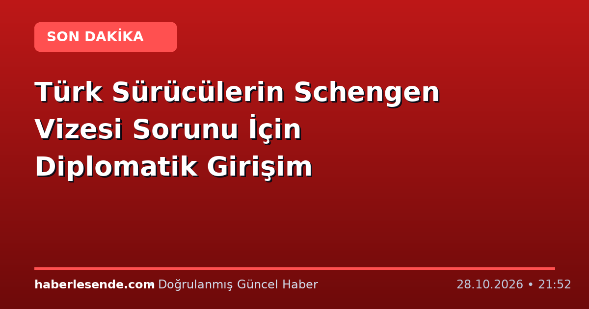 Türk Sürücülerin Schengen Vizesi Sorunu İçin Diplomatik Girişim
