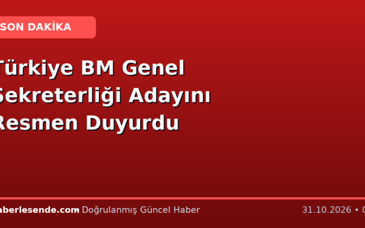 Türkiye BM Genel Sekreterliği Adayını Resmen Duyurdu
