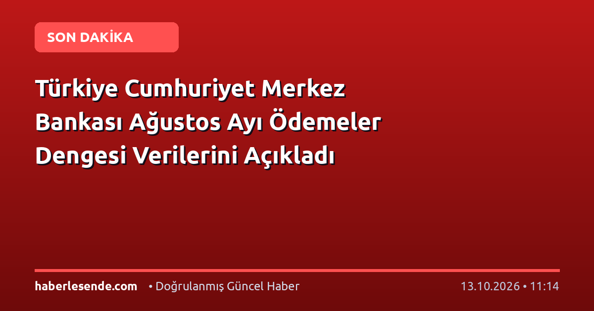 Türkiye Cumhuriyet Merkez Bankası Ağustos Ayı Ödemeler Dengesi Verilerini Açıkladı
