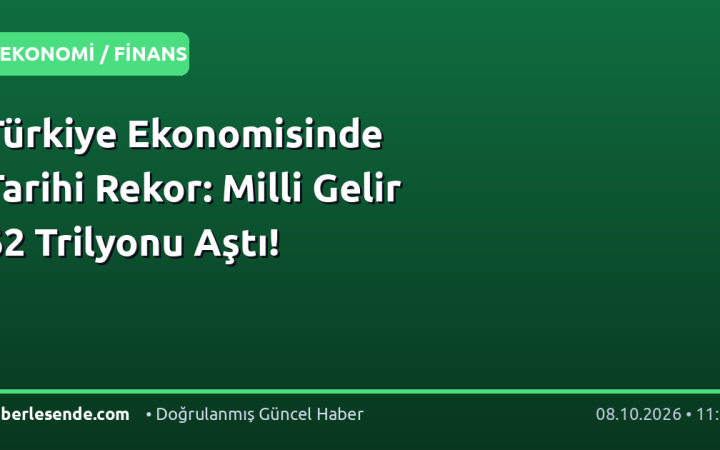 Türkiye Ekonomisinde Tarihi Rekor: Milli Gelir 62 Trilyonu Aştı!