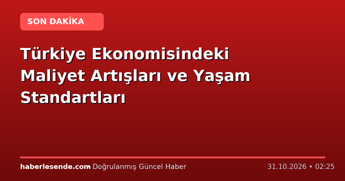 Türkiye Ekonomisindeki Maliyet Artışları ve Yaşam Standartları