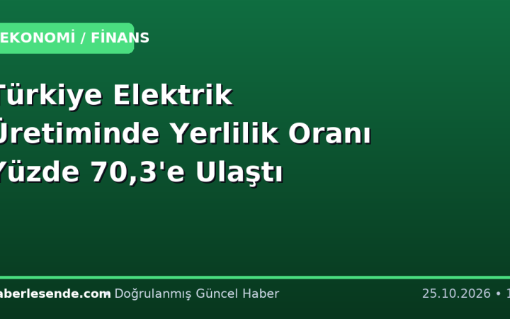 Türkiye Elektrik Üretiminde Yerlilik Oranı Yüzde 70,3'e Ulaştı