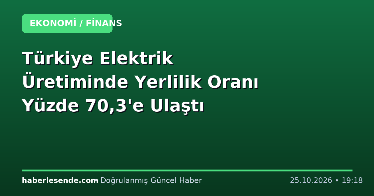 Türkiye Elektrik Üretiminde Yerlilik Oranı Yüzde 70,3'e Ulaştı