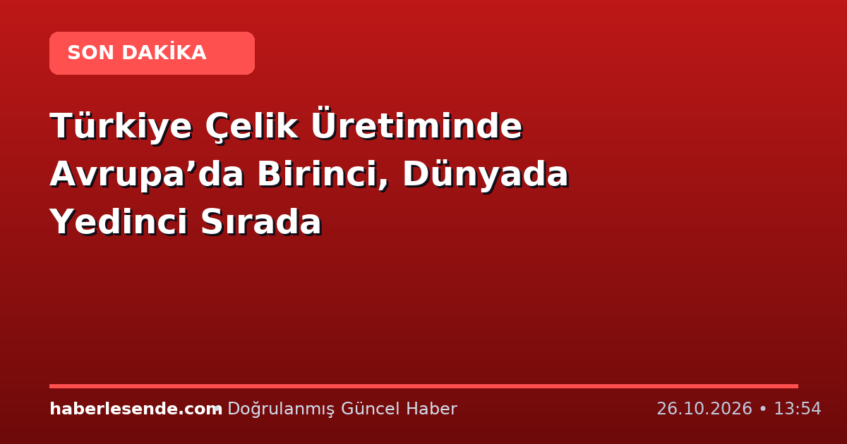 Türkiye Çelik Üretiminde Avrupa’da Birinci, Dünyada Yedinci Sırada