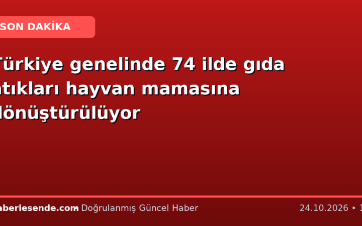 Türkiye genelinde 74 ilde gıda atıkları hayvan mamasına dönüştürülüyor