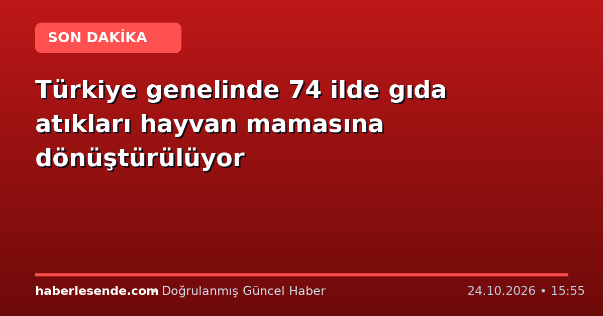 Türkiye genelinde 74 ilde gıda atıkları hayvan mamasına dönüştürülüyor