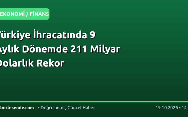 Türkiye İhracatında 9 Aylık Dönemde 211 Milyar Dolarlık Rekor