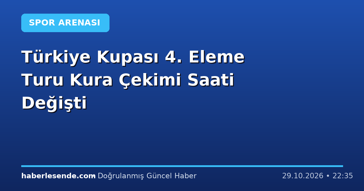 Türkiye Kupası 4. Eleme Turu Kura Çekimi Saati Değişti
