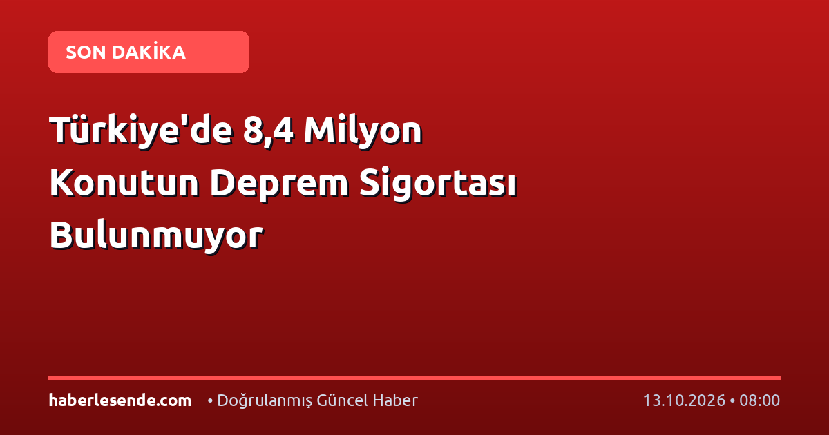 Türkiye'de 8,4 Milyon Konutun Deprem Sigortası Bulunmuyor