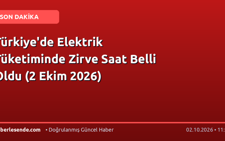 Türkiye'de Elektrik Tüketiminde Zirve Saat Belli Oldu (2 Ekim 2026)