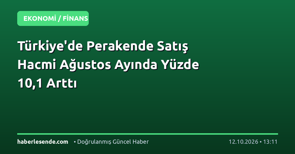 Türkiye'de Perakende Satış Hacmi Ağustos Ayında Yüzde 10,1 Arttı