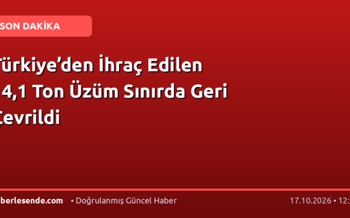 Türkiye’den İhraç Edilen 14,1 Ton Üzüm Sınırda Geri Çevrildi