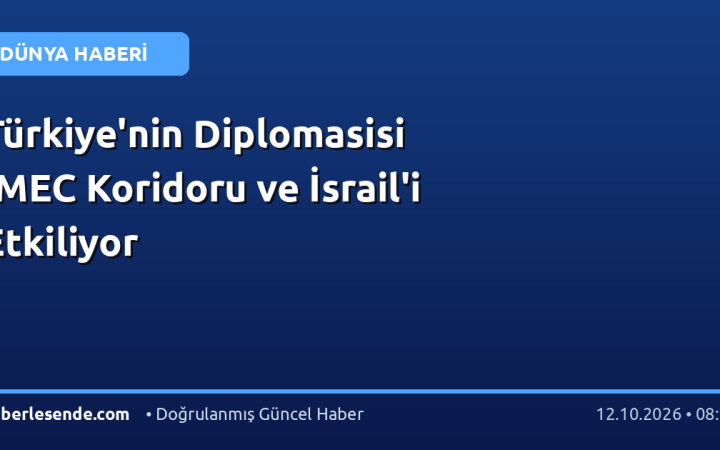 Türkiye'nin Diplomasisi IMEC Koridoru ve İsrail'i Etkiliyor