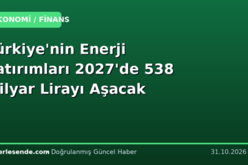 Türkiye'nin Enerji Yatırımları 2027'de 538 Milyar Lirayı Aşacak