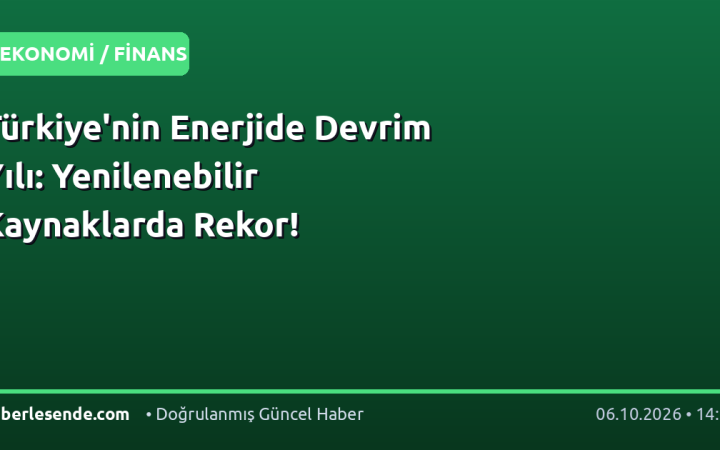 Türkiye'nin Enerjide Devrim Yılı: Yenilenebilir Kaynaklarda Rekor!