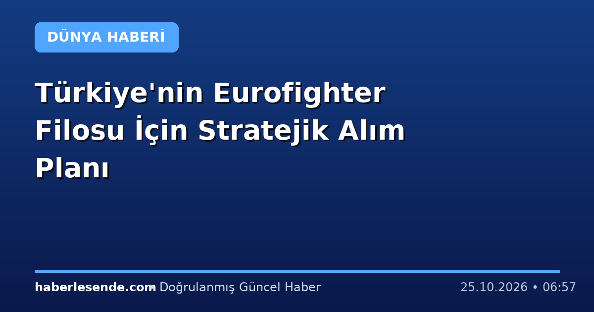 Türkiye'nin Eurofighter Filosu İçin Stratejik Alım Planı