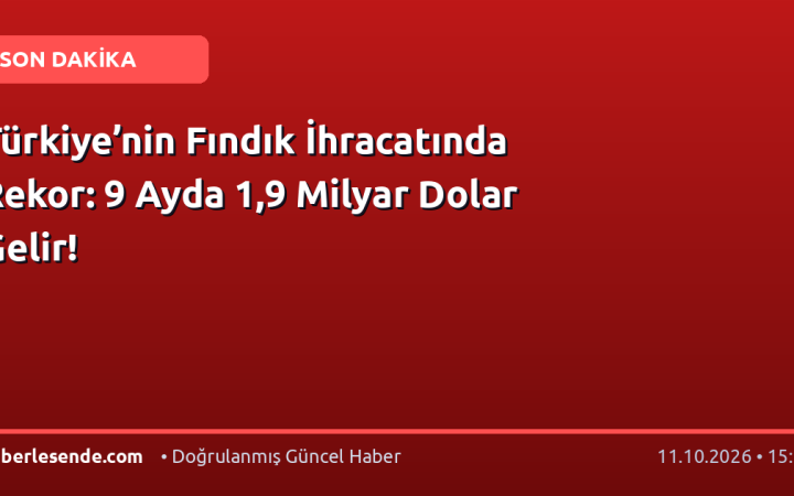 Türkiye’nin Fındık İhracatında Rekor: 9 Ayda 1,9 Milyar Dolar Gelir!