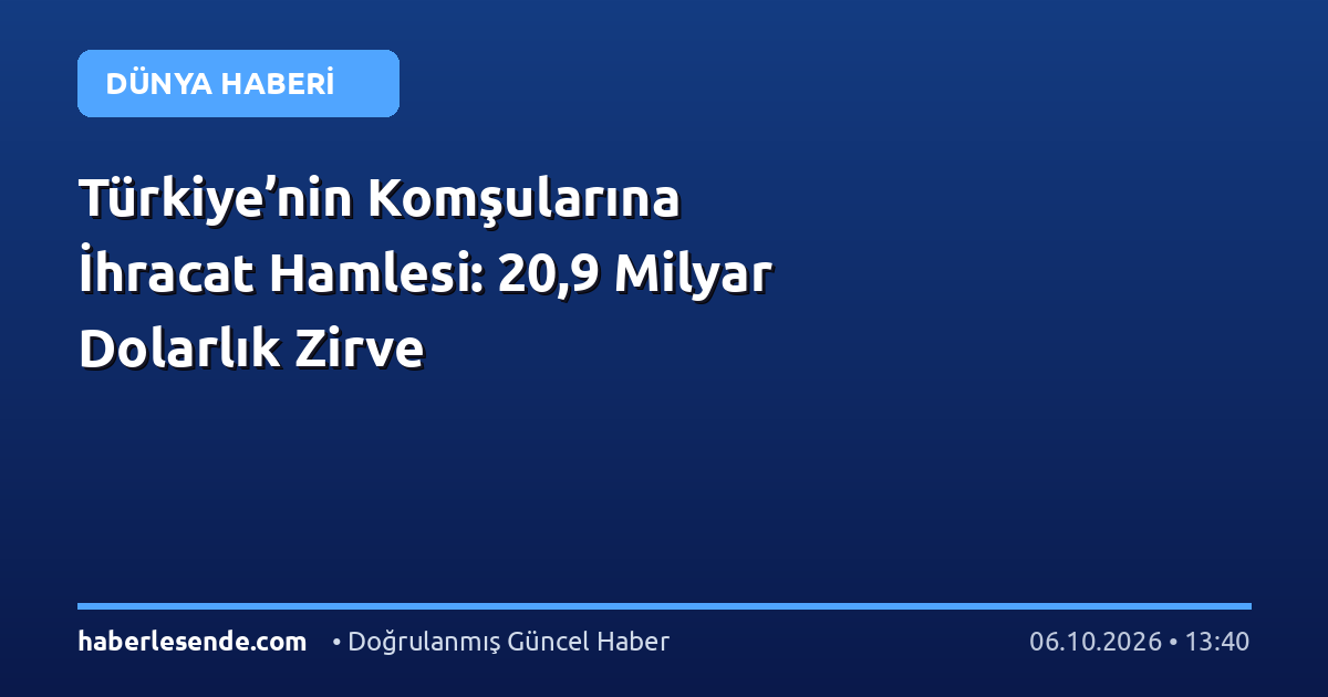 Türkiye’nin Komşularına İhracat Hamlesi: 20,9 Milyar Dolarlık Zirve