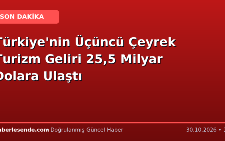 Türkiye'nin Üçüncü Çeyrek Turizm Geliri 25,5 Milyar Dolara Ulaştı