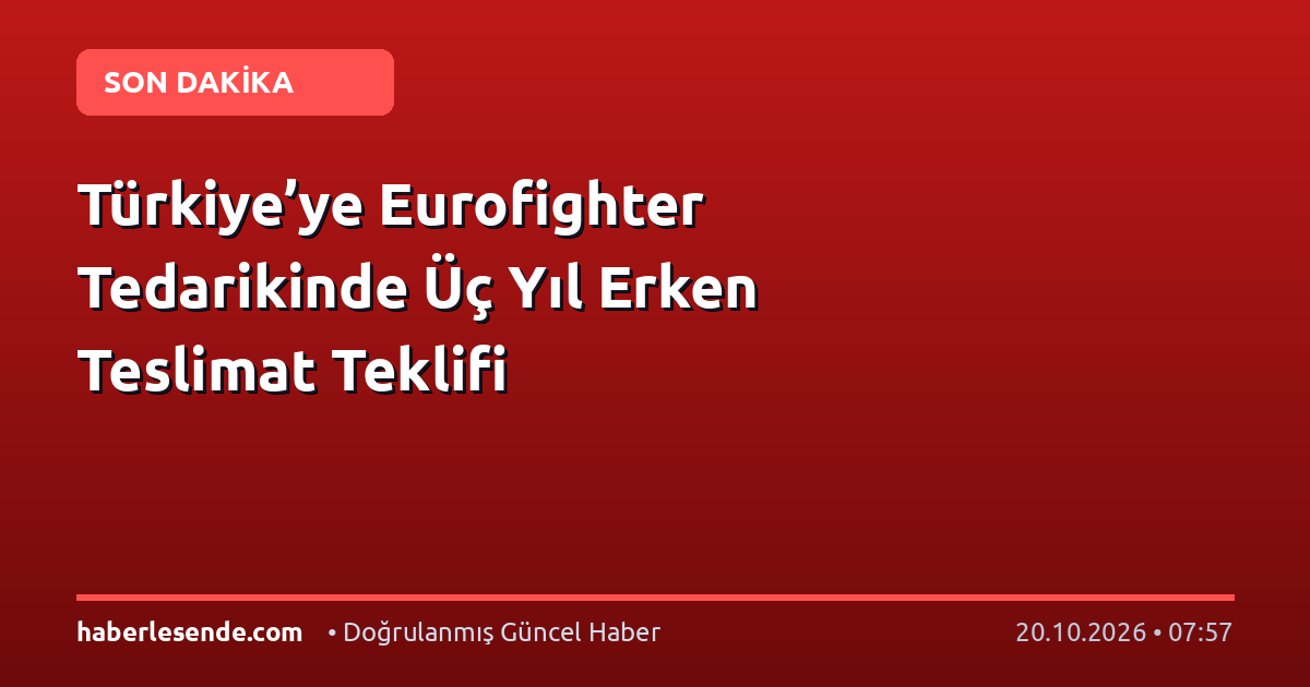 Türkiye’ye Eurofighter Tedarikinde Üç Yıl Erken Teslimat Teklifi
