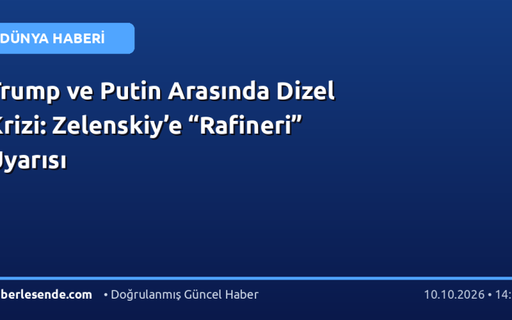 Trump ve Putin Arasında Dizel Krizi: Zelenskiy’e “Rafineri” Uyarısı