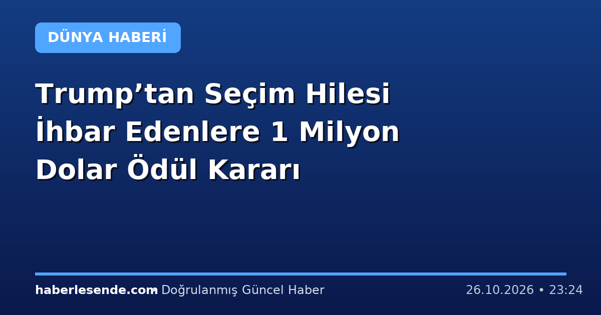 Trump’tan Seçim Hilesi İhbar Edenlere 1 Milyon Dolar Ödül Kararı