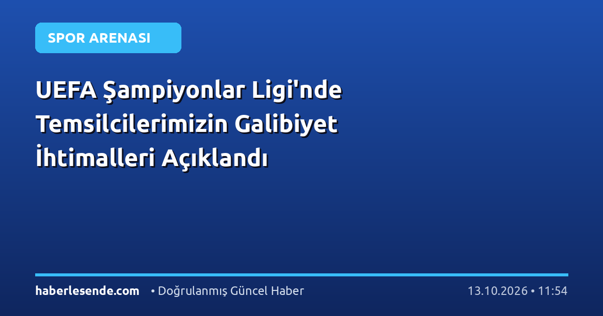 UEFA Şampiyonlar Ligi'nde Temsilcilerimizin Galibiyet İhtimalleri Açıklandı