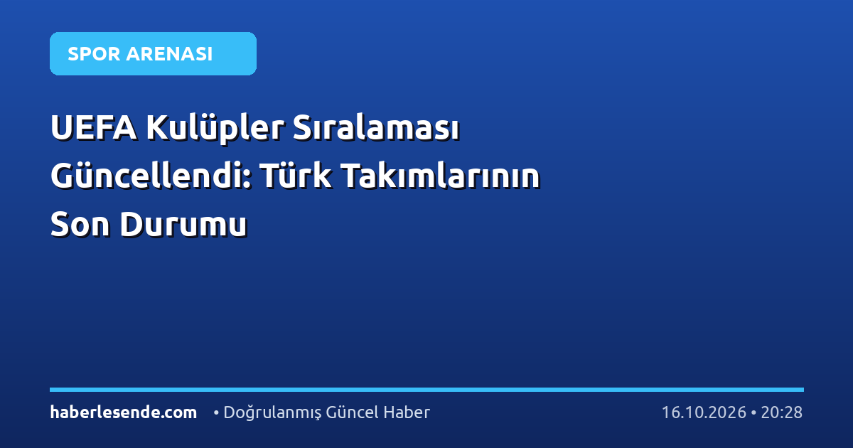 UEFA Kulüpler Sıralaması Güncellendi: Türk Takımlarının Son Durumu