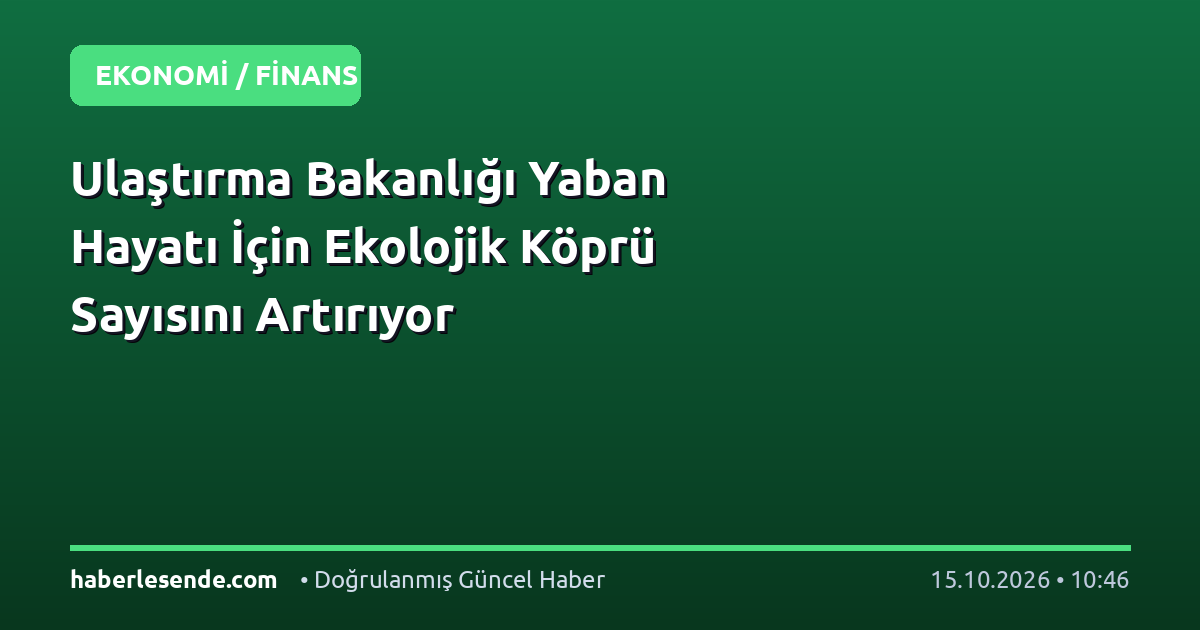Ulaştırma Bakanlığı Yaban Hayatı İçin Ekolojik Köprü Sayısını Artırıyor