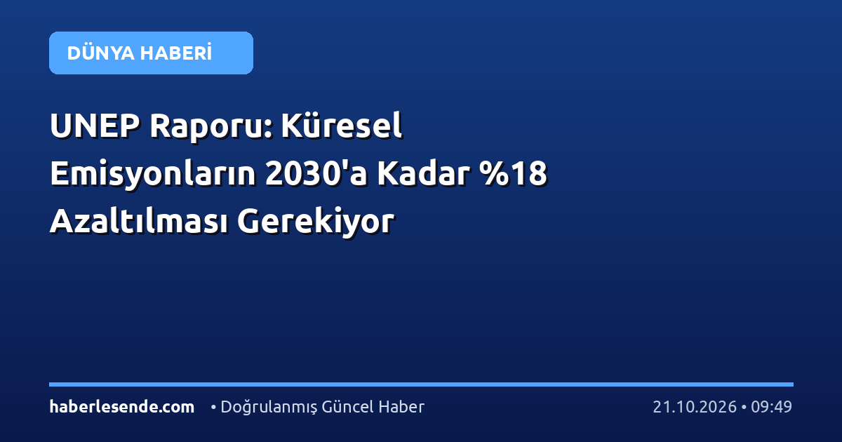 UNEP Raporu: Küresel Emisyonların 2030'a Kadar Azaltılması Gerekiyor
